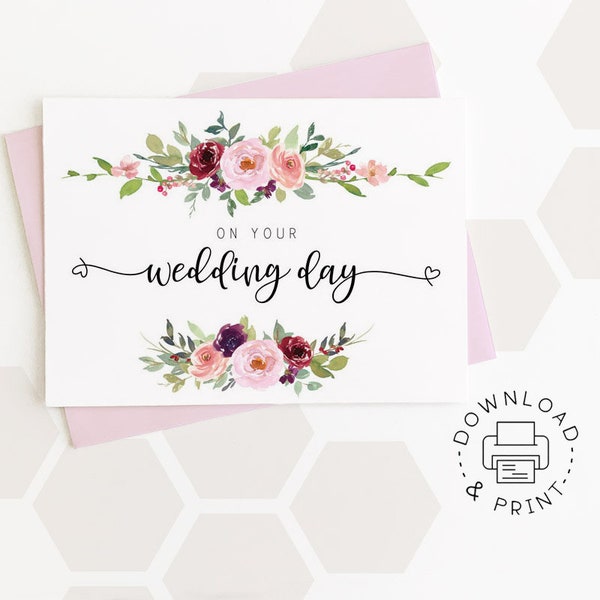 Printable Card: On Your Wedding Day / Instant Download PDF / Wedding Card Template