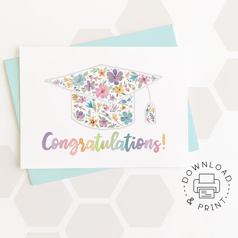 Congratulations Printable Card / Instant Download PDF / Floral - Etsy ...