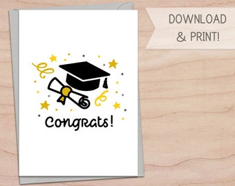 Congrats Printable Card / Instant Download PDF / Graduation | Etsy