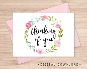 Thinking of You Printable Card / Instant Download PDF / Card | Etsy