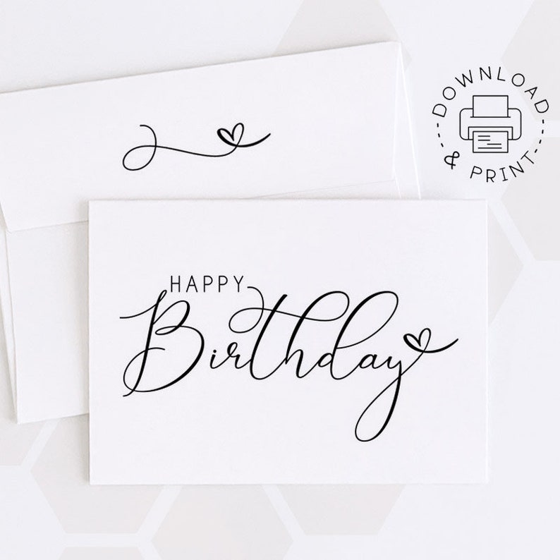 Happy Birthday Printable Card and Envelope / Instant Download - Etsy