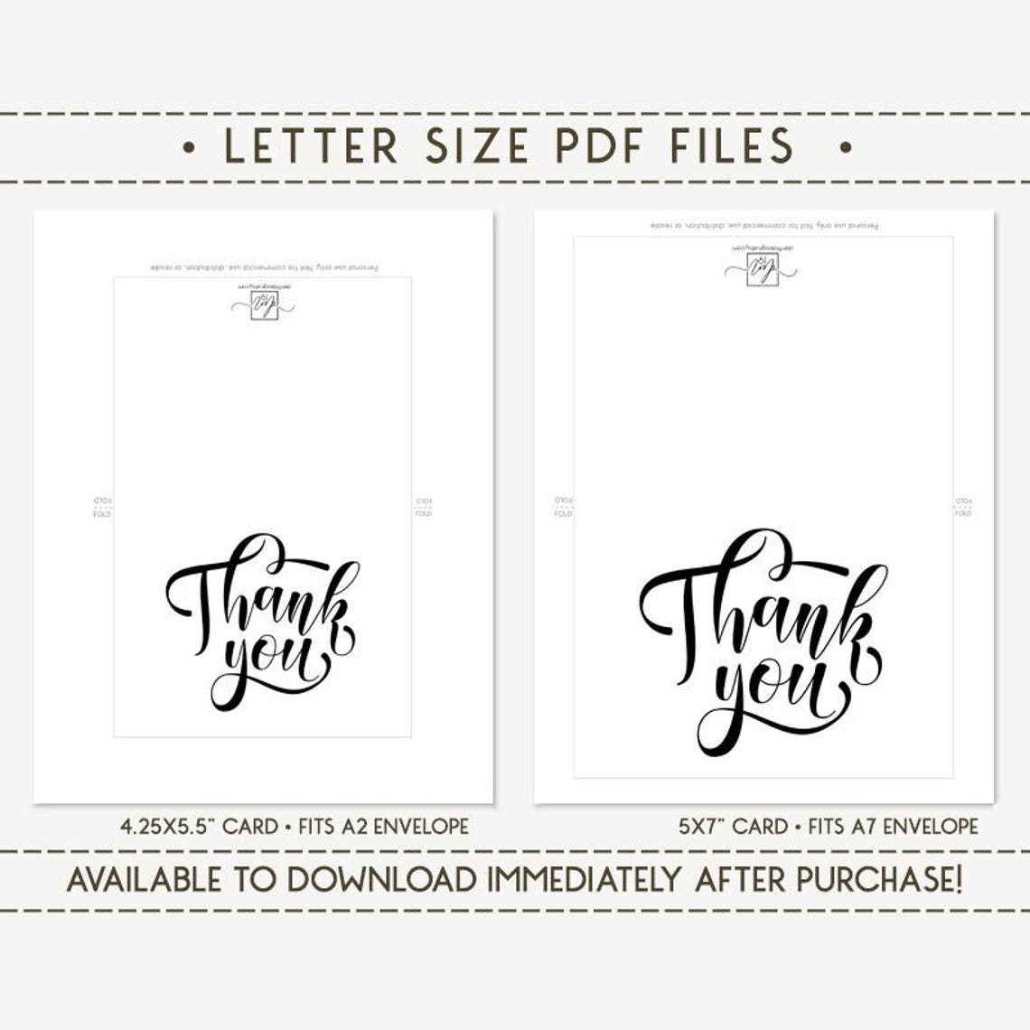Thank You Printable Card / Instant Download PDF / Card Template - Etsy