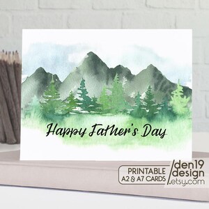 Cartão de Feliz Dia dos Pais para Imprimir / Modelo de Cartão de Floresta / Download Instantâneo em PDF