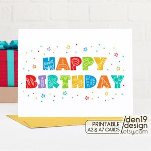 Cartão de Feliz Aniversário para Imprimir / Download Instantâneo em PDF