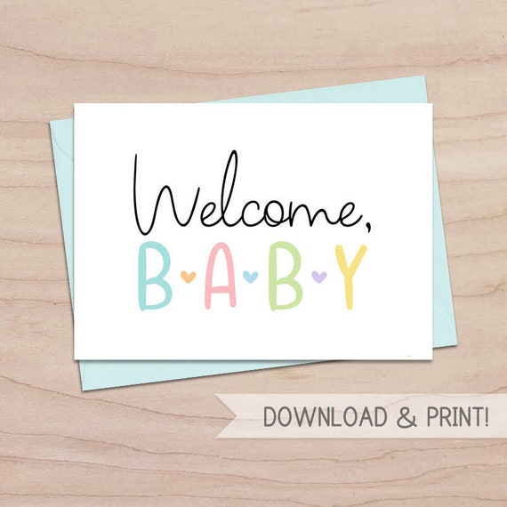 Welcome Baby Printable Card / Instant Download PDF / Card | Etsy
