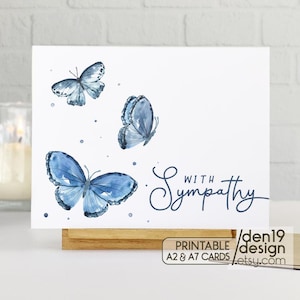 Mit Sympathie druckbare Karte / Instant Download PDF / Schmetterlinge Beileid Kartenvorlage
