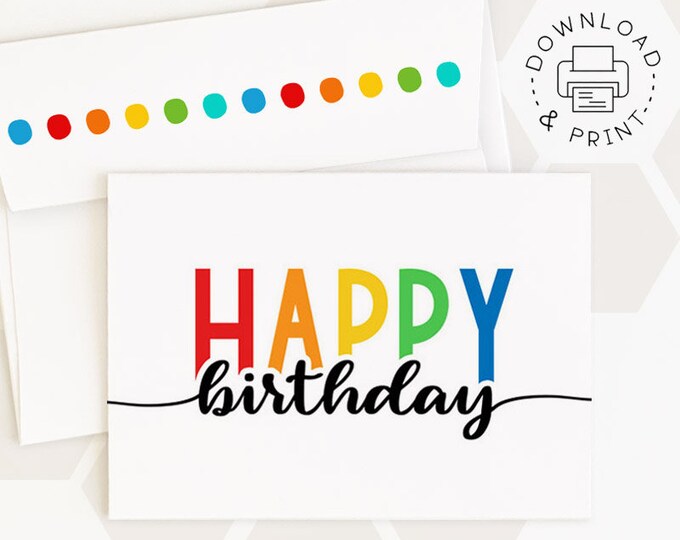 Happy Birthday Printable Card and Envelope / Instant Download - Etsy
