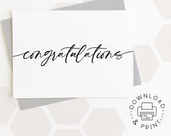 Congratulations Printable Card / Instant Download PDF / Card Template