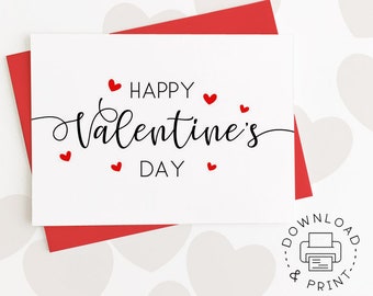 Happy Valentine's Day Printable Card / Instant Download PDF / Card Template