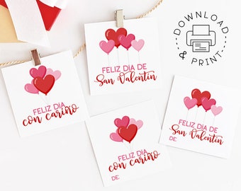 Printable Gift Tags / Spanish Valentine's Day Favor Tags / Feliz Día De San Valentín / Feliz Día Con Cariño