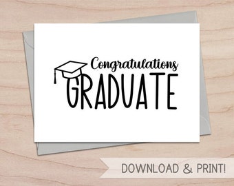 Congrats Printable Card / Instant Download PDF / Graduation | Etsy
