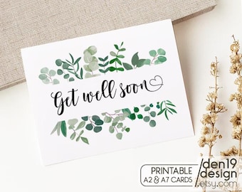 Get Well Soon Printable Card / Instant Download PDF / Card Template