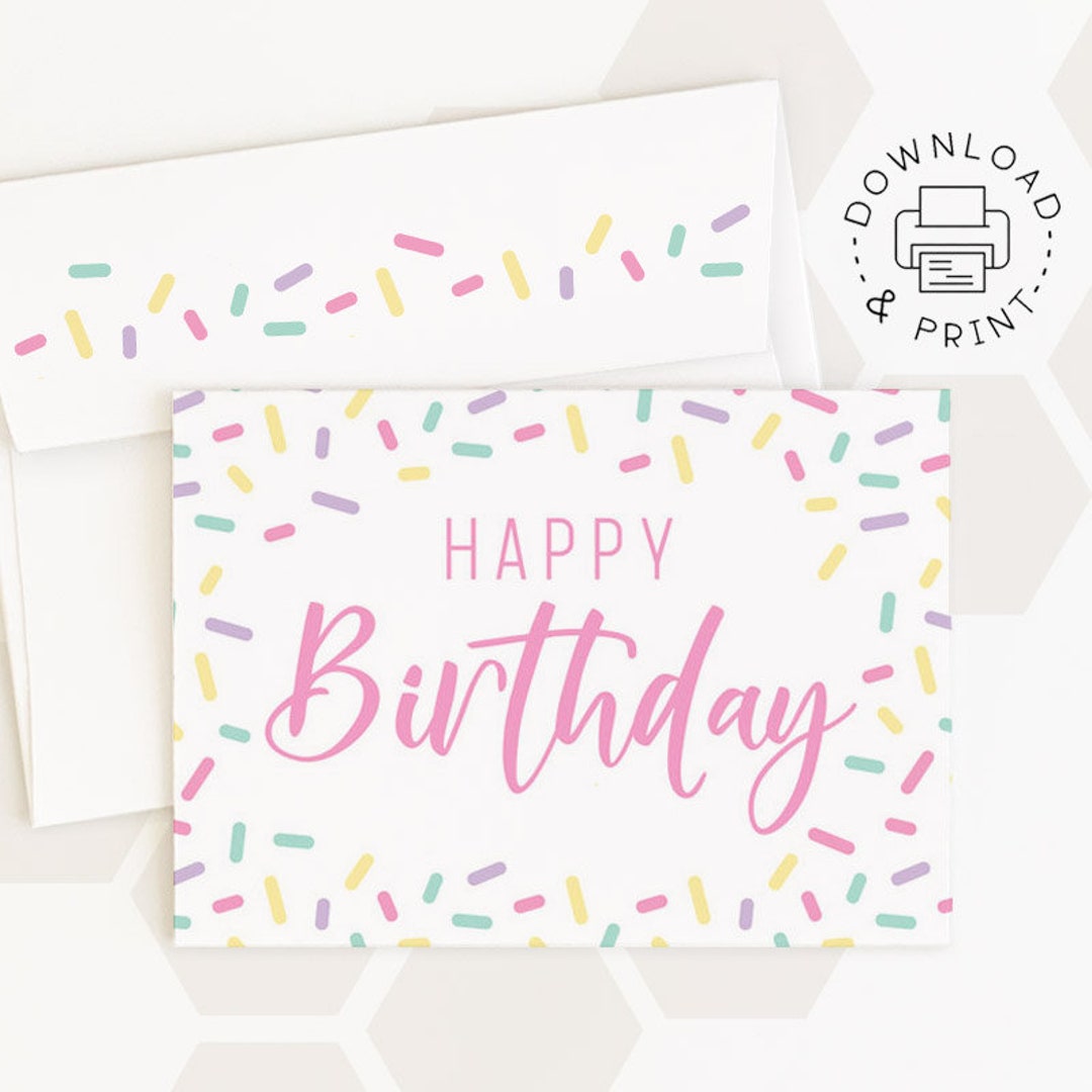 Happy Birthday Printable Card and Envelope / Instant Download PDF ...