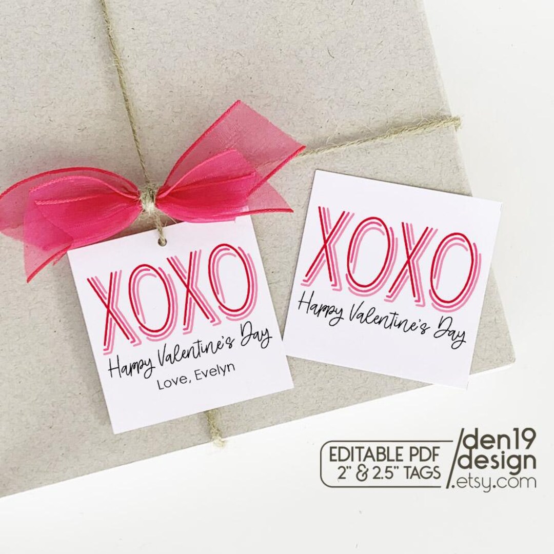 Editable & Printable Gift Tags / XOXO Happy Valentine's Day Tag - Etsy