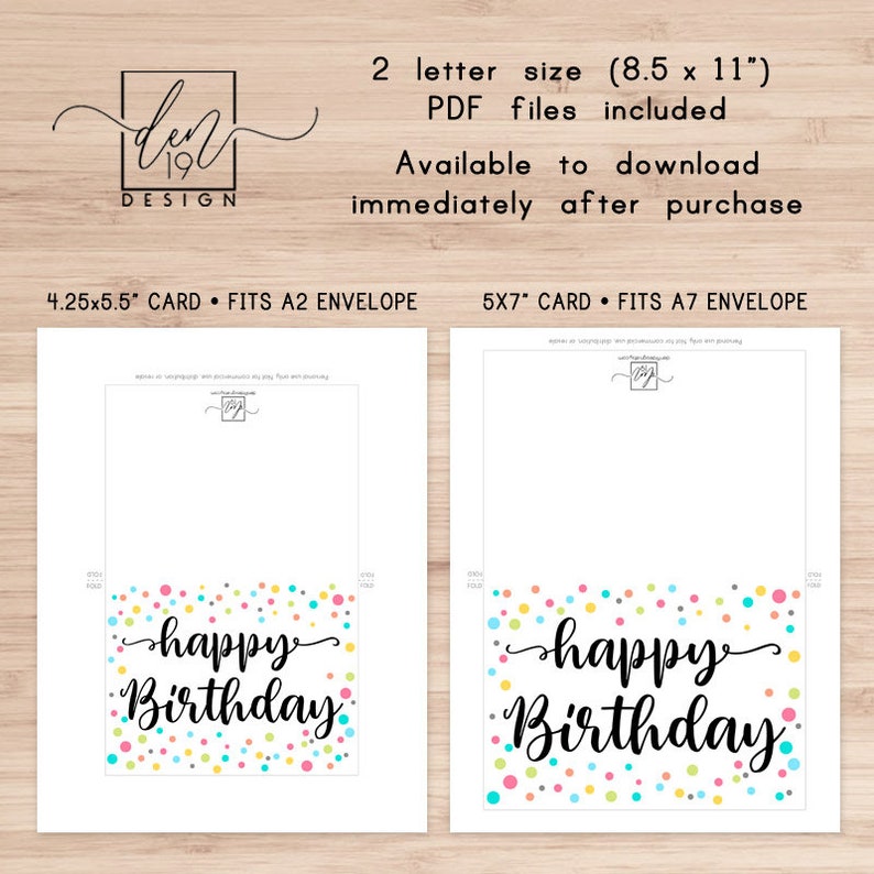 Happy Birthday Printable Card and Envelope / Instant Download | Etsy