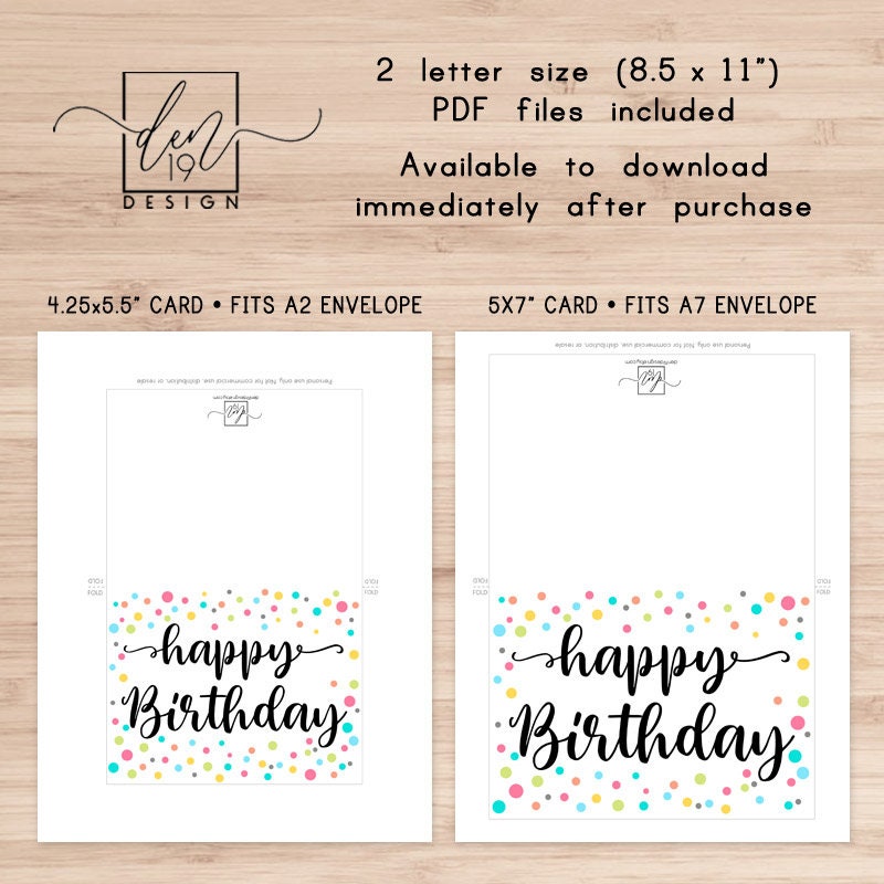 Happy Birthday Printable Card And Envelope / Instant Download | Etsy