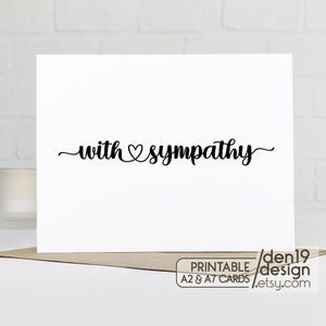Carte imprimable avec sympathie / Téléchargement instantané au format PDF / Modèle de carte / Carte de condoléances