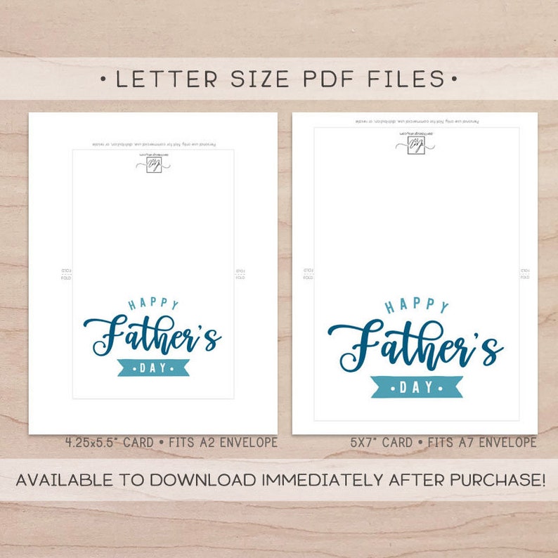 Happy Father's Day Printable Card / Instant Download PDF / - Etsy