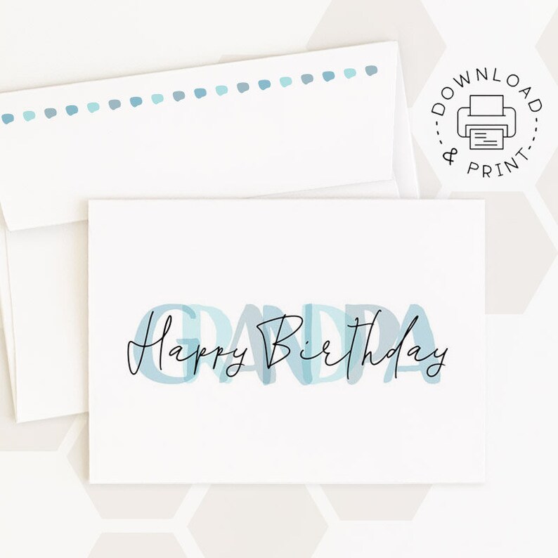 Printable Card: Happy Birthday Grandpa / Instant Download PDF - Etsy