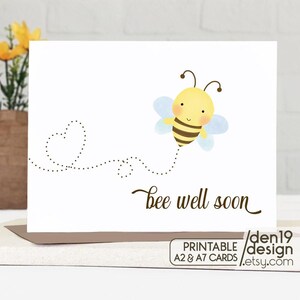 Carte imprimable Bee Well Soon / Téléchargement instantané au format PDF / Modèle de carte