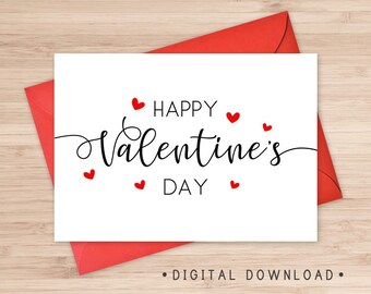 Happy Valentine's Day Printable Card / Instant Download | Etsy