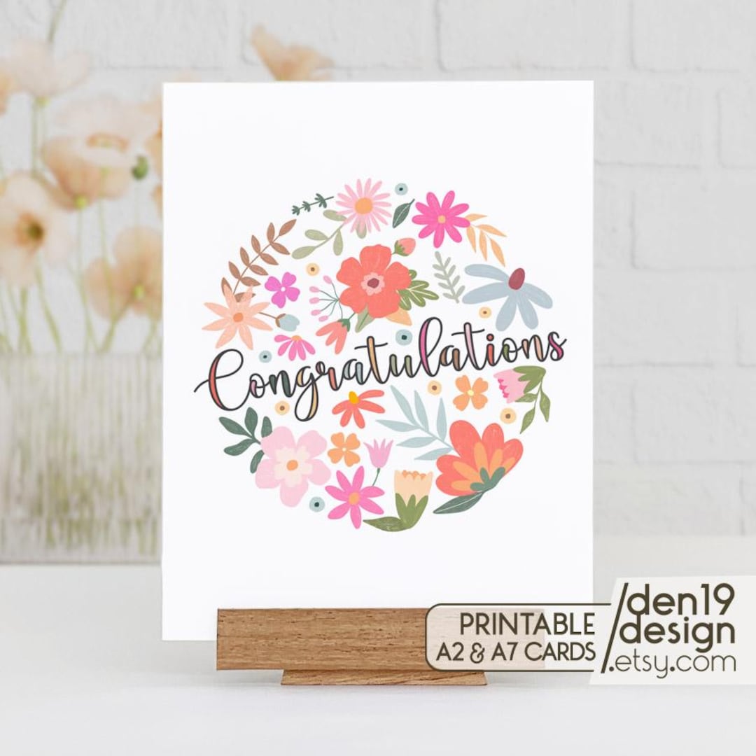 Floral Congratulations Printable Card / Instant Download PDF / Card ...