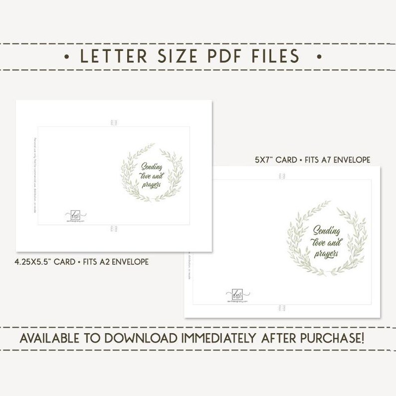 Printable Card Sending Love and Prayers / Instant Download PDF ...