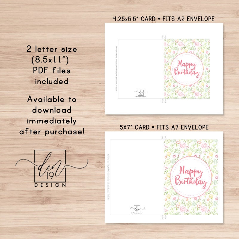 Happy Birthday Printable Card And Envelope / Instant Download | Etsy