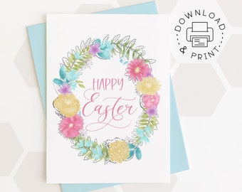 Happy Easter Printable Card / Instant Download PDF / Easter Card Template