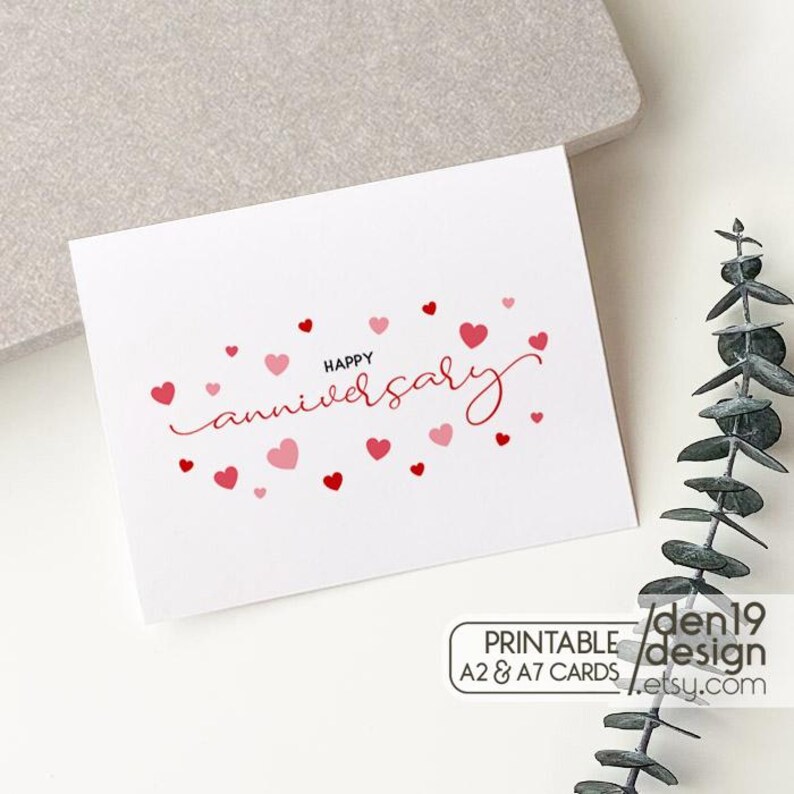 Printable Happy Anniversary Card With Hearts (PDF) - Etsy