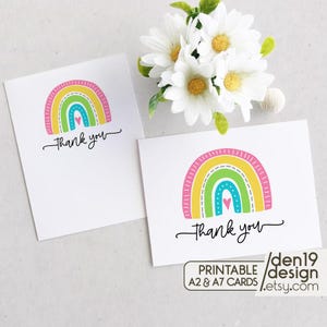 Thank You Printable Card / Instant Download PDF / Rainbow Thank You Card Template
