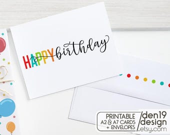 Printable Happy Birthday Card with Envelope Template (PDF)