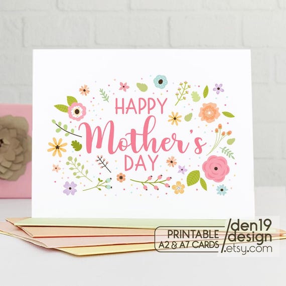 Happy Mother's Day Printable Card / Floral Printable Card / Instant Download PDF / Card Template
