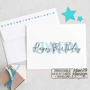Tarjeta imprimible: Feliz cumpleaños abuelo / Descarga instantánea en PDF / Plantilla de tarjeta