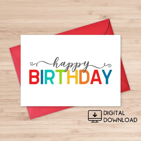 Happy Birthday Printable Card / Instant Download PDF / Card | Etsy