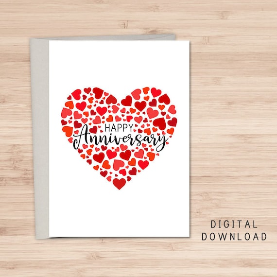 Printable Happy Anniversary Card / Instant Download PDF / | Etsy