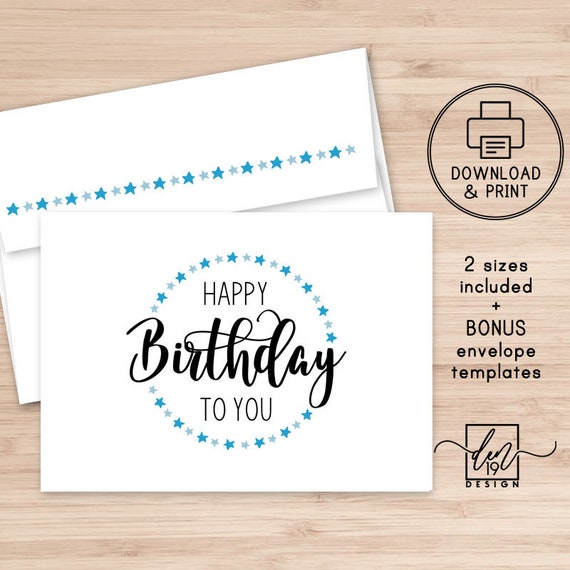 Happy Birthday Printable Card and Envelope / Instant Download | Etsy