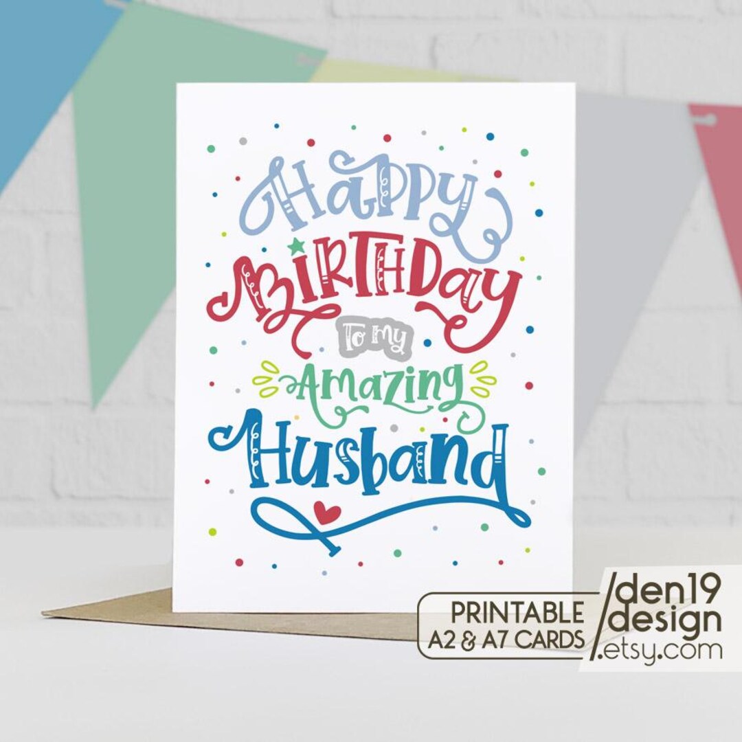 Husband Birthday Card: Printable DIY Greeting Card (PDF Download A2/A7