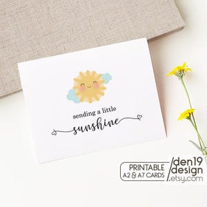Sending A Little Sunshine Printable Card / Instant Download PDF / Card Template
