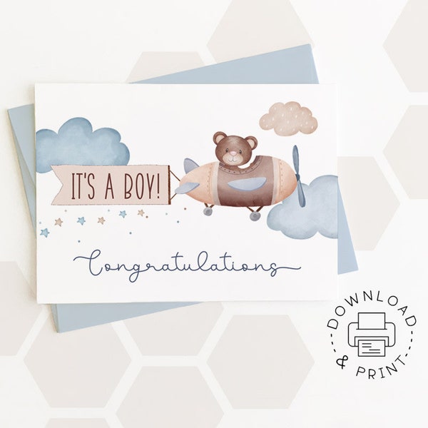 Printable Baby Boy Card It's a Boy Card - Etsy