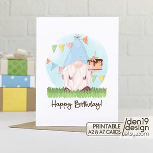 Happy Birthday Printable Card / Gnomes Instant Download PDF