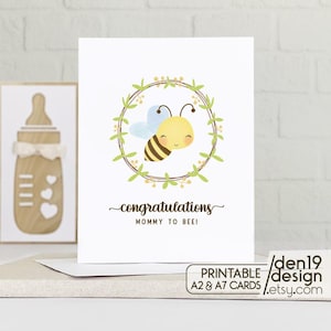 Afdrukbare kaart Gefeliciteerd mama aan bij / Instant download pdf / kaartsjabloon baby