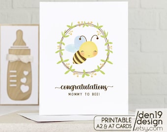 Tarjeta imprimible de felicitaciones para mamá a la abeja / Descarga instantánea en PDF / Plantilla de tarjeta para bebé