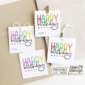 Afdrukbare cadeaukaartjes / Cadeaukaartjes voor gelukkige verjaardag / Cadeaulabels in twee kleuren
