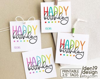 Printable Gift Tags / Happy Birthday Gift Tags / Gift Labels In Two Colors