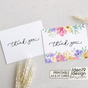 Thank You Printable Cards / Instant Download PDF / Card Template