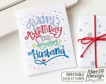 Husband Birthday Card: Printable DIY Greeting Card (PDF Download A2/A7 Size)