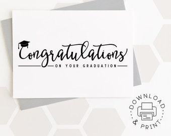 Congratulations On Your Graduation Printable Card / Instant Download PDF / Graduation Card Template