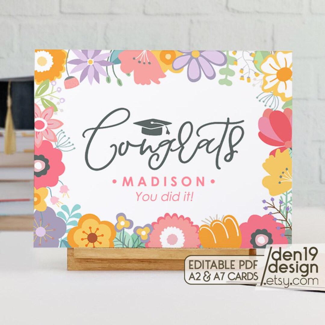 Editable & Printable Congrats Card / Instant Download PDF / Graduation ...