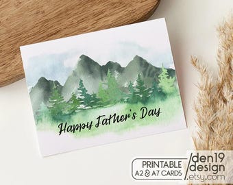Printable Happy Father's Day Card / Forest Card Template / Instant Download PDF